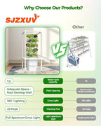 SJZX Hydroponics Growing System, Hydroponic Tower with Full-Spectrum Grow Lights, 5/14Tiers Indoor Outdoor Garden Planter, Vertical Home Gardening Germination Kits for Vegetables, Fruits, Herb (5L6H)