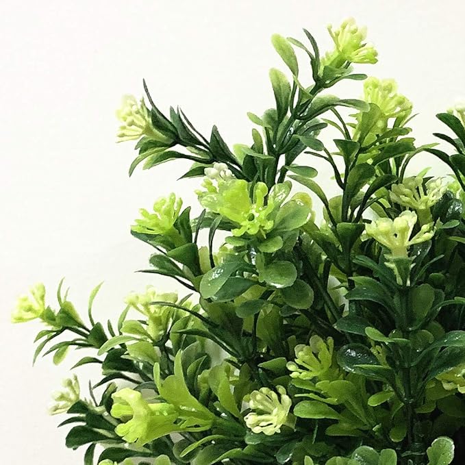 PASYOU Artificial Shrubs, Plastic Plants Fake Bean Shrub Bushes Grass Greenery Leaves Bush Indoor Outdoor Home Garden Party Verandah Wedding DIY Table Arrangement Decoration Planter Filler 4 Pack