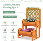 S AFSTAR 2 Tier Raised Garden Bed with Trellis, Wooden Planter Box with Diamond Lattice Trellis, Elevated Planter Bed for Vine Climbing Plants Flowers, Rise Garden Bed for Yard Balcony Patio, Orange