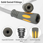 TheFitLife Flexible Metal Garden Hose - 50 FT Lightweight Stainless Steel Water Hose with Solid Fittings and Sprayer Nozzle - Leak Proof, Kink Free, Anti-rust, Large Diameter, Durable and Easy Storage