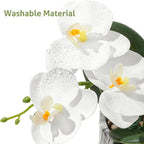 White 16.5'' Fake Orchids Flowers in Pot Bendable Faux Orchids Artificial Flowers Washable Silk Orchid Phalaenopsis Decor for Home Wedding Table Centerpiece Bathroom Office