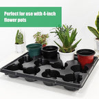 RooTrimmer 12 Cell Round Nursery Pots Trays Thickened Durable Seedling Pots Shuttle Carrying Trays for Holding 4 inch Nursery Pots (16.85" × 12.6", 10-Pack)