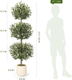 5 ft Artificial Olive Tree, Triple Ball Topiary Faux Plant with Moss & Pot, Outdoor Indoor Realistic Fake Shrubs Trees, Round Bushes Fake Shrubs Potted for Home Offices Porch Decor, Set of 2