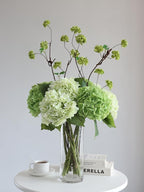 Buart 3PCS Long Stem Big Size Flowers Artificial Silk Hydrangea Lifelike Flowers Real Touch Green Artificial Flowers Wedding Shower Bride Bouquets Office Living Room Table Decorations (21 Inch)