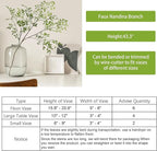 CEWOR 4pcs Artificial Plants Fake Greenery Branches for Vase, 43.3 Inch Green Nandina Long Steams for Tall Vase, Fake Plants Spring Stems for Wedding Garden Office Home Décor
