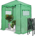 EAGLE PEAK 6x4 Portable Walk in Greenhouse, Pop Up Indoor Outdoor Greenhouse, Green House Kit with Zippered Roll-Up Doors and Windows, PE Cover, Clear/Green