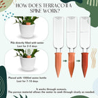 Dandat 32 Pcs 34oz Plant Watering Devices Include Terracotta Self Watering Spikes with 1000ml Plastic Bottles Slow Release Vacation Insert Automatic Plant Waterer Self Water Planter for Garden