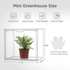 HBlife Mini Greenhouse for Indoor, Clear Stackable Green House with Magnetic Waterproof Door for Small Plants Nursery Germination, Tabletop Portable Greenhouse, 14.1x8.6x10.6 Inch (3 Pack)
