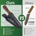 PERWIN Hori Hori Garden Knife, Garden Tools with Sheath for Weeding, Planting, Digging, 7" Stainless Steel Blade with Cutting Edge, Full-Tang Walnut Wood Handle with Hanging Hole