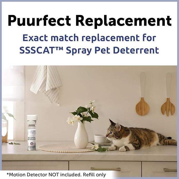 Berkland Cat Deterrent Spray Refill 2-Pack, Compatible with PetSafe SSSCAT Dispenser — Non-VOC Family-Safe, ~75-100 Sprays Per Can, Aftermarket Replacement for Counters & Furniture, Made in USA