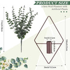 Jexine 4 Pcs Hanging Planters with Artificial Eucalyptus Metal Hanging Vase Indoor Plants Holder Modern Geometric Boho Bathroom Wall Decor for Living Room Home Office, Bronze
