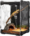 Acrylic Terrarium 14x10x10 Inch – Front Opening Reptile Enclosure with Magnetic Feeder – Escape-Proof Habitat for Arboreal Tarantulas, Scorpions & Geckos