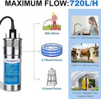 ECO-WORTHY 12V DC Stainless Steel Deep Well Pump Kit - Submersible Pump for Well, Pond, Farm, Home | 20A Battery Charger, 12V 100AH Lithium Battery & Controller | Multiple Packages Delivery