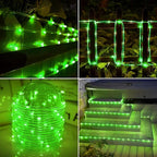 Solar Rope Lights, 2 Packs Total 132ft 400LEDSolar String Lights, 8 Modes Waterproof Solar Powered Outdoor Light, Flexible Clear Tube Light for Garden Backyard Patio Deck Porch Tree Xmas Decor - Green