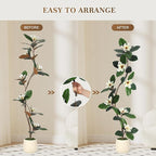 5ft Artificial Rubber Tree with 7 Pcs Magnolia Flowers,Tall Fake Tree with White Planter and Moss Decor,Faux Plants Indoor for Home Living Room Porch Decor