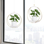 hismocal 2 Pack Hanging Planter Holder for Indoor Plants, Plant Hanger with Sturdy Wood Base,Modern Boho Macrame Wall Ceiling Window Stands(Plants/Pots Not Included)