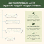 Vego Garden Irrigation Kit - Drip Irrigation System for Raised Garden Beds, Efficient Watering Solution for Vegetables, Flowers, and Plants, Easy DIY Installation (M)
