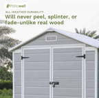 Patiowell 6 x 4 FT Plastic Outdoor Storage Shed with Floor, Resin Outside Sheds with Window, Garden Tool Shed with Lockable Door for Patio Storage, Backyard, Light Gray