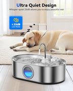 3.4Gal Dog Water Fountain for Large Dogs, 13L Stainless Steel Large Pet Fountain with Deeper & Wider Drinking Area, Automatic Dog Water Bowl Dispenser with Water Window (with 7 Filters)