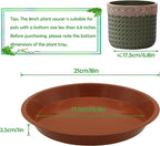 6 Pack 8 Inch Round Plant Saucers for Less 6.8 Inch Pot Indoors Outdoors Plant Trays for Pots Planter Saucer Plastic Plant Drip Tray Planter Water Tray for Potted Plants(Terracotta, 8"(6pcs))