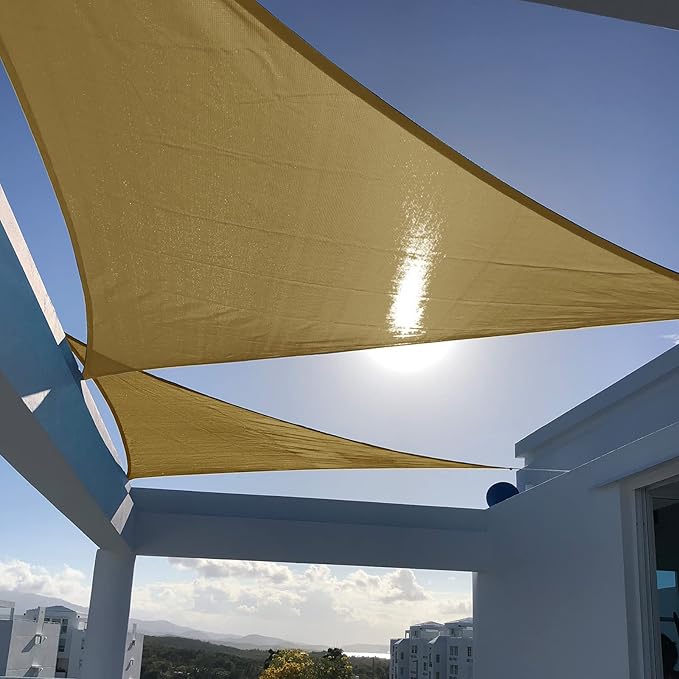SUNNY GUARD Custom Size 13'x13'x13' Sand Sun Shade Sail Triangle UV Block Shade for Backyard Yard Patio Deck Garden(Customized)