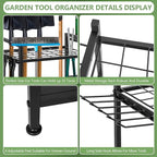 Garden Tool Organizer, 33.8×11.8×32inch Heavy-Duty Steel Garden Tool Rack Storage, Yard Tool Tower Rack for Garage Organizers and Storage, Holds Long-Handled Tools/Rakes/Brooms, Outdoor
