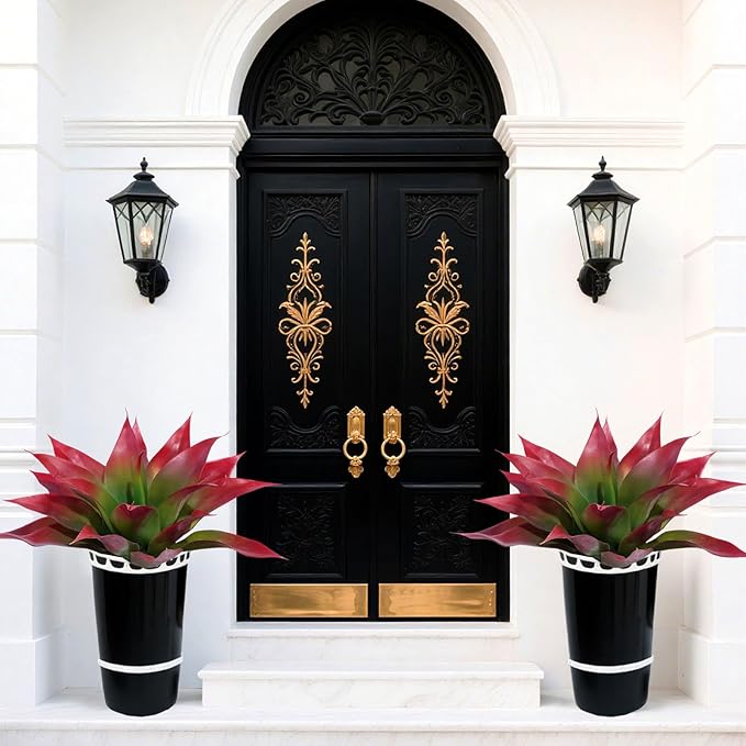 Artificial Agave Plants, Realistic UV Resistant Fake Aesthetic Plants for Outdoor Indoor, Home Decor for Garden, Porch, Doorway, Patio (2PCS, Red, Large)