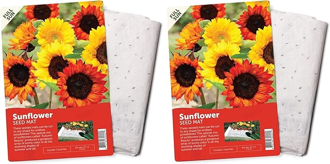 BloomingBulb Seed Mat - Easy to Plant and Grow Garden Seeds - Creates Fragrant, Vibrant Flower Garden (Sunflower Garden) (Pack of 2)