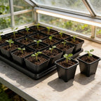 NNG 2.6 inch 100 Pcs Black Square Nursery Pots with 5 Pcs Plastic Seed Starting Trays,Plant Propagation Starter Kit Square Seed Starting Pots with Drain Holes