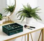 Artificial Fern Plant in Pot, 12'' Fake Desk Plant, Realistic Faux Greenery for Home Office Bathroom Shelf Décor, No Maintenance Indoor Plant (1 Pack)