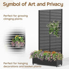 Metal Planter Box with Trellis,72"x35"x15",Galvanized Raised Garden Bed Trellis Outdoor Planter with Privacy Screen & Wheels and Drainage Holes,for Patio Climbing Vegetables,Flowers,Vines,Black