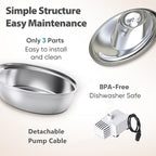 ORSDA Cat Water Fountain Stainless Steel, 2L Pet Fountain for Cats Inside, Dog Water Dispenser, Automatic Cat Drinking Fountains with 6 Replacement Filters for Cats, Small Dogs