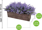 Winlyn 14" Artificial Lavender Flowers Plants in Rectangular Wooden Planter Box Faux Frosted Lavender Potted Arrangements Floral Centerpiece for Farmhouse Home Wedding Table Centerpiece Mantel Décor