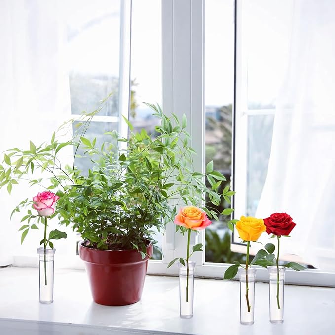 Tosnail 50 Pack Floral Water Tubes, 60 ML Large Capacity Flower Stem Holder, 4" Single Plant Tubes, Flower Water Vials for Fresh Flower Arrangements
