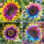 480+ Rare Sunflower Seeds - Red, Purple, Blue, Black-Centered, Charcoal, Teddy Bear & Smiley - Non-GMO, High Germination & Pollinator Friendly - Ideal for Outdoor Gardens, Containers & Borders