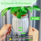 FUIJOL 6 Pack Clear Plant Saucer 4 Inch, Durable Plant Drip Trays Saucers for Pots, No Holes Water Catcher Trays for Indoor Outdoor Planter, Sturdy Base Plate(4", Clear)