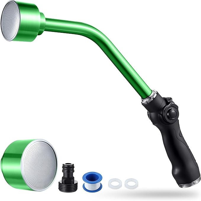 Saillong 16 Inch Watering Wand 1000 Holes with Thumb On/Off Thumb Control Heavy Duty Garden Sprayer Wand with Stainless Head Garden Hose Nozzle Wand for Seeding Flower Garden and Lawn