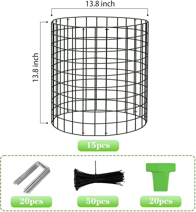 15Pcs Plant Protector from Animals: 5 Pack Metal Mesh Plant Cages to Keep Animals Out - Garden Protection Bunny Barricades from Chicken Squirrels Rabbits for Flowers Vegetables