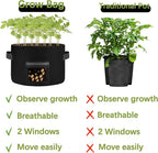 2 Pack 20 Gallon Grow Bags Heavy Dduty Nonwoven Potato Grow Bag with 2 Sturdy Handles&2 Windows,Thickened Plant Grow Bag for Potato,Tomato,Flowers,Vegetable Plants