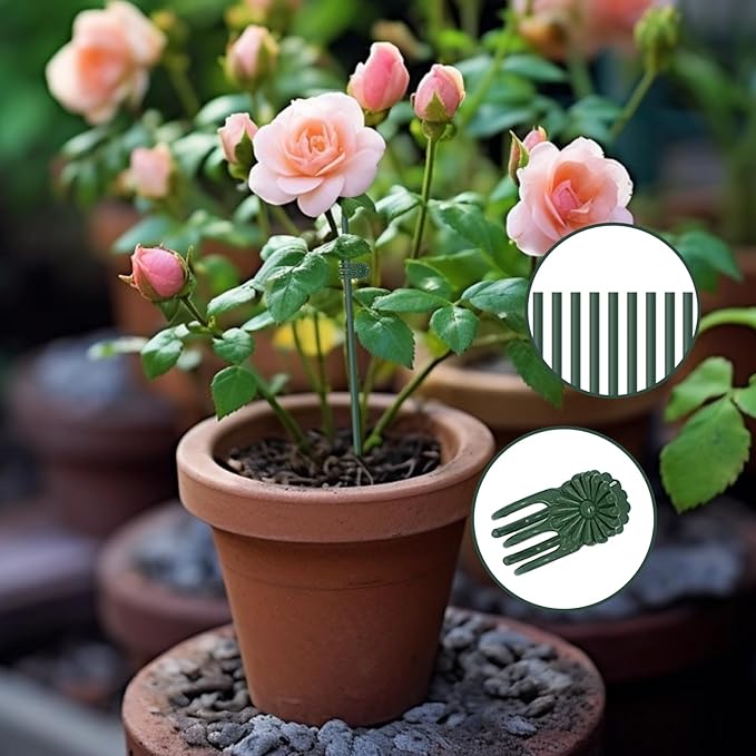 35 Pcs Plant Support Kit: 15pcs Rubber-Coated Garden Stakes (12 Inch) & 20pcs Plant Clips - Adjustable Bendable Stems for Tall Flowers, Indoor & Outdoor Plants, Craft DIY