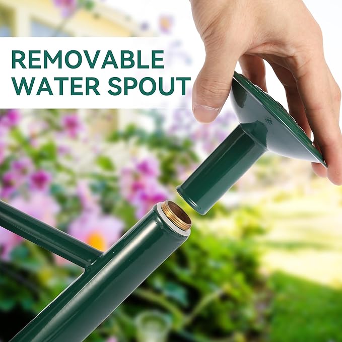 Galvanized Watering Can for Outdoor Indoor Plants, 1 Gallon Decorative Countryside Water Can with Removable Spout, Metal Watering Can for Indoor Plants and Garden Flower (Green)