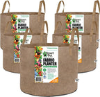 Smart Pot 5 Count Soft-Sided Fabric Garden Plant Container Aeration Planter Pots Tan with Strap Handles, 15 gal