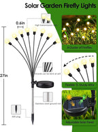 2026 Upgraded Solar Lights Outdoor, 12 Pack Solar Garden Lights with 2 Modes, Firefly Lights Outdoor Waterproof, Sway by Wind, Twinkle Firefly Light for Yard Patio Path Garden Decoration (Warm White)