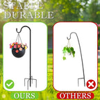 Shepherds Hooks for Outdoor 42 Inch Garden Bird Feeder Pole with 5 Prongs Base Adjustable for Hanging Flower Basket Plant Pot Solar Lantern Light Wind Chime Hanger for Wedding Decor 1 Pack