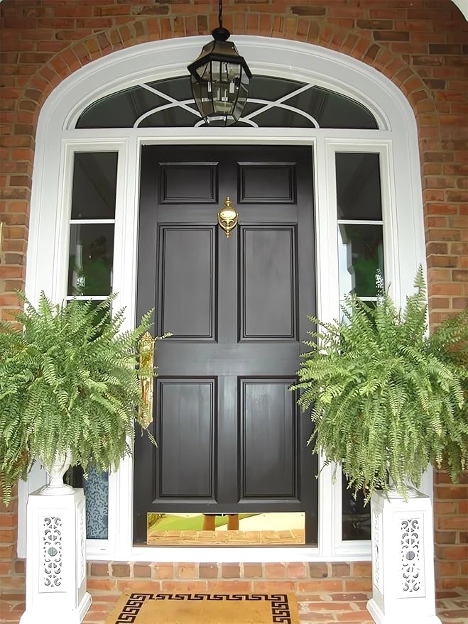 UV Resistant Lifelike Artificial Boston Fern - 2024 New Faux Boston Ferns Outdoor Planter Large, Realistic Fake Feen Hanging Silk Fern Stems Indoor Basket Plant Urn Fillers Front Porch (4, Black)