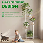 TOSKING 5 Tier Metal Anti-Tip Plant Stand indoor, Wide Base for Pots, Child and Pet Friendly ,Heavy Duty Plant Shelf , Corner Shelf, Flower Pot Stand for Multiple Plants, Indoor Plants Tiered Stand for Living Room Balcony Garden Patio Bedroom (White an...