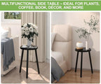 2-Pack Wood Plant Stands Indoor, 16.7" Tall Plant Stand Outdoor Mid-Century Plant Stool, Single Plant Table Modern Small Round Side/End Table for Living Room, Balcony, Office(Black)