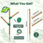 Moss Pole 30 Inch, 2 Pack Monstera Plant Support, Bendable Plant Stakes for Indoor Plants, Plant Sticks Support Tall，Coco Coir Plant Poles for Climbing Plants, Pothos, Philodendron