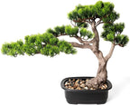 Faux Bonsai Tree 15 Inch Tall, Artificial Potted Pine Juniper Plant - Realistic Greenery Indoor Decor for Home, Office, Desk, Tabletop