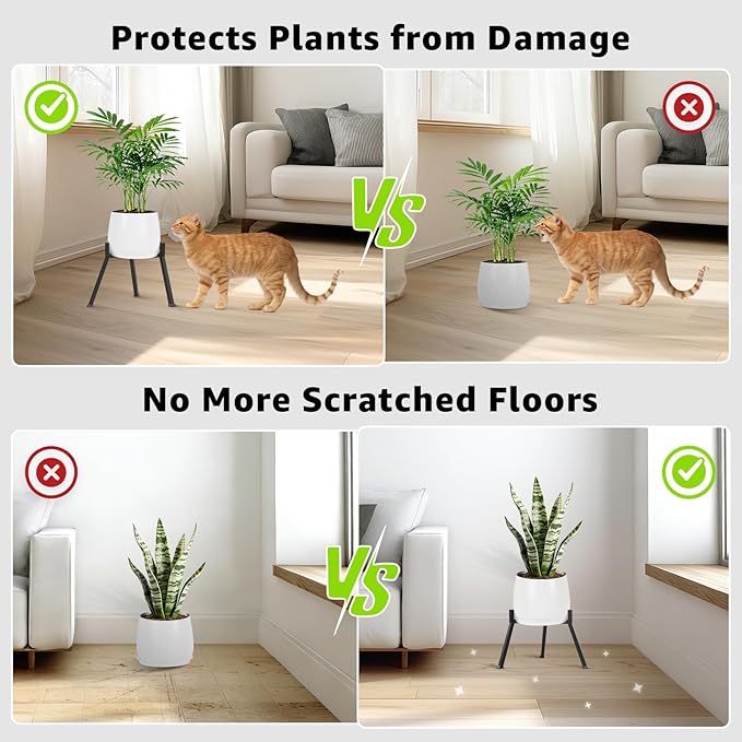 Metal Plant Stand Indoor Outdoor- Anti-Rust Metal Plant Stand, Stable Corner Plant Stands Fits 5.9 to 8.7 Inches Pots, Adjustable Heavy Duty Plant Pot Flower Holder for Patio, Garden, Home, Black - 1 Pack